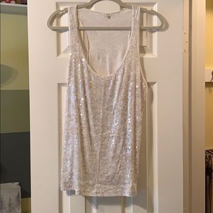 J. Crew Medium Cream/White Sequin Tank